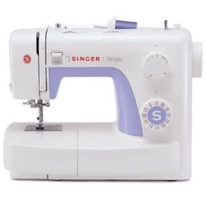 Singer 3221 sewing machine in white and purple